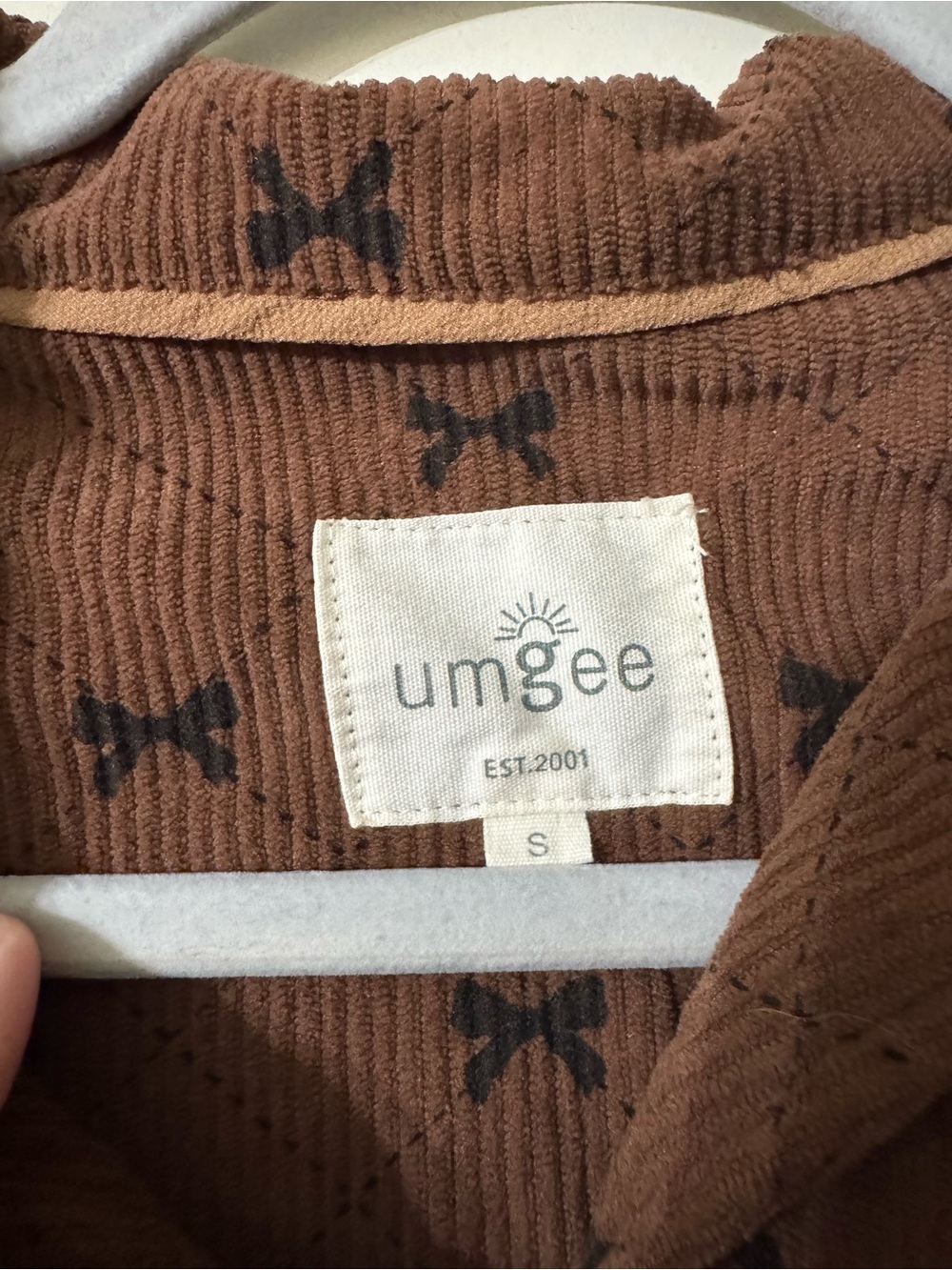 Umgee Brown Corduroy Bow-Print Casual Dress - Picture 2 of 2
